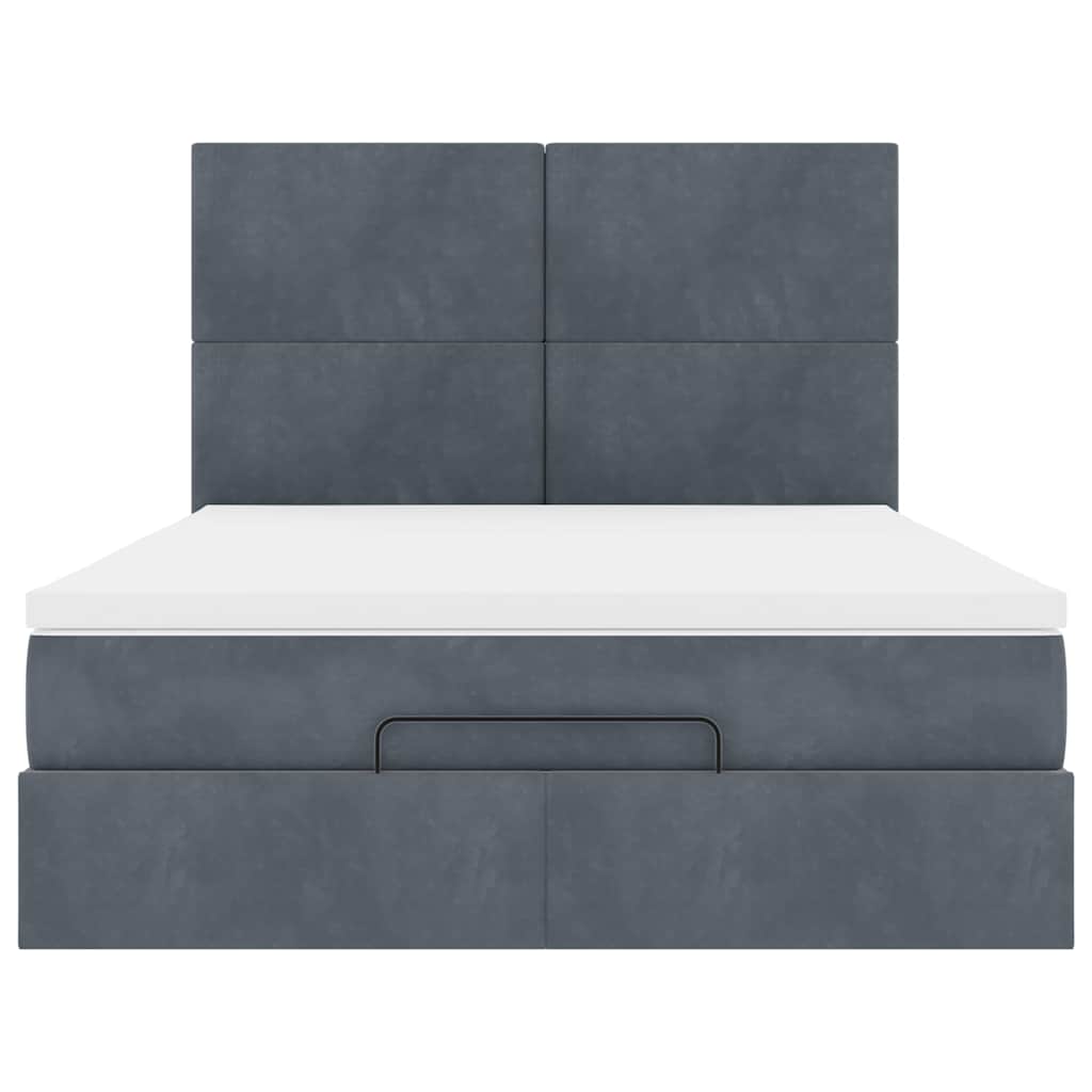 Ottoman bed met matrassen 140x200cm fluweel donkergrijs is nu te koop bij PeponiXL, paradijselijk wonen!