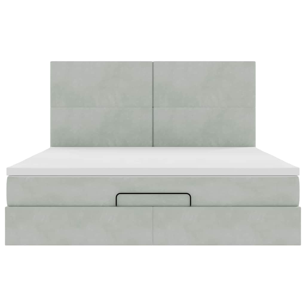Ottoman bed met matrassen 160x200cm fluweel lichtgrijs is nu te koop bij PeponiXL, paradijselijk wonen!