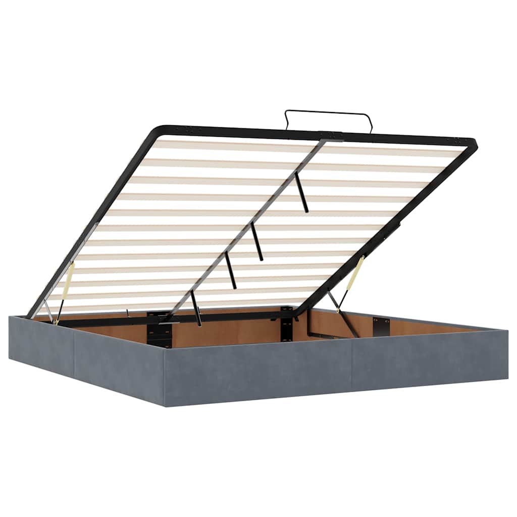 Ottoman bed met matrassen 160x200cm fluweel donkergrijs is nu te koop bij PeponiXL, paradijselijk wonen!
