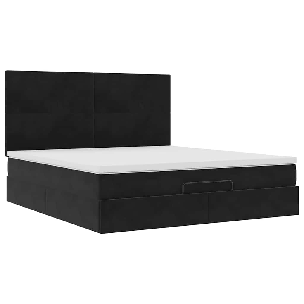 Ottoman bed met matrassen 160x200cm fluweel zwart is nu te koop bij PeponiXL, paradijselijk wonen!