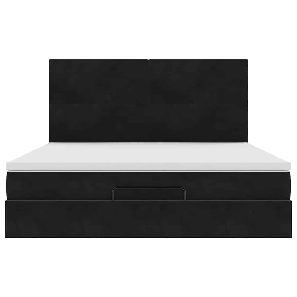 Ottoman bed met matrassen 160x200cm fluweel zwart is nu te koop bij PeponiXL, paradijselijk wonen!