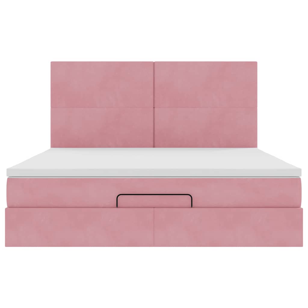 Ottoman bed met matrassen 160x200cm fluweel roze is nu te koop bij PeponiXL, paradijselijk wonen!