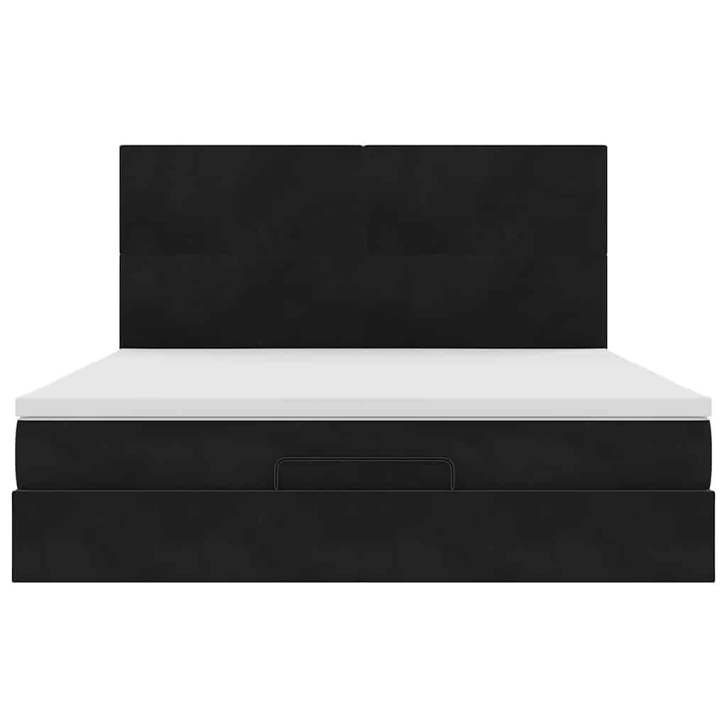 Ottoman bed met matrassen 180x200cm fluweel zwart