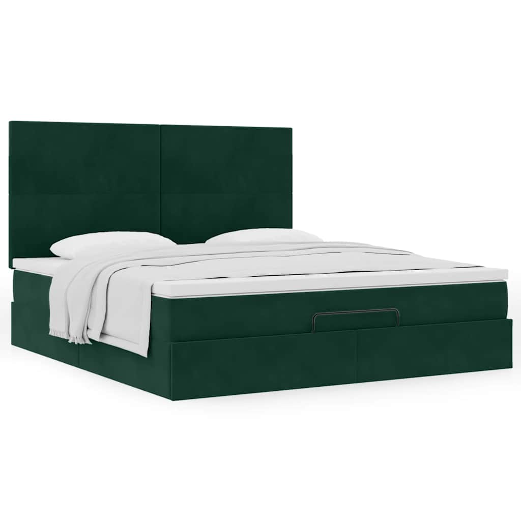 Ottoman bed met matrassen 180x200cm fluweel donkergroen is nu te koop bij PeponiXL, paradijselijk wonen!