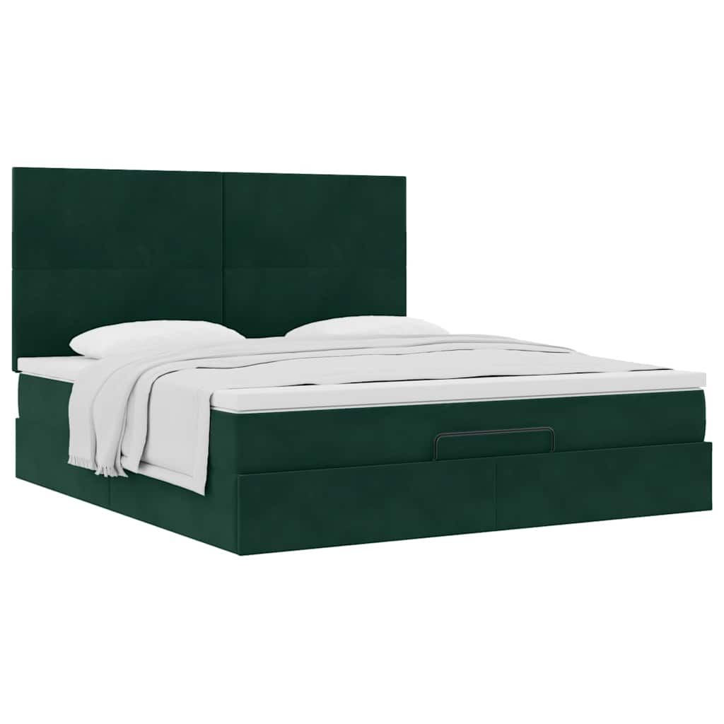 Ottoman bed met matrassen 180x200cm fluweel donkergroen is nu te koop bij PeponiXL, paradijselijk wonen!