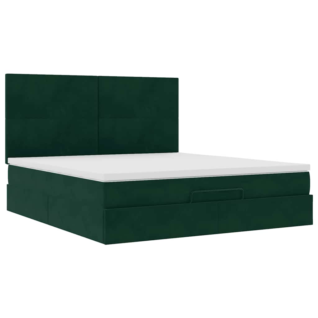 Ottoman bed met matrassen 180x200cm fluweel donkergroen is nu te koop bij PeponiXL, paradijselijk wonen!
