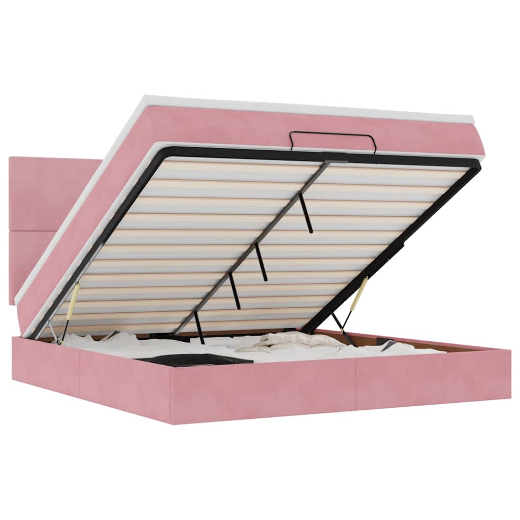 Ottoman bed met matrassen 180x200cm fluweel roze is nu te koop bij PeponiXL, paradijselijk wonen!