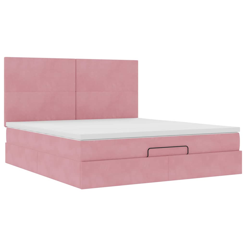 Ottoman bed met matrassen 180x200cm fluweel roze is nu te koop bij PeponiXL, paradijselijk wonen!
