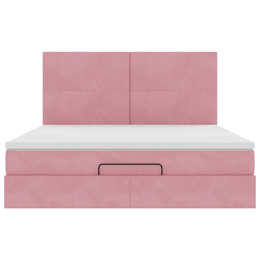 Ottoman bed met matrassen 180x200cm fluweel roze is nu te koop bij PeponiXL, paradijselijk wonen!