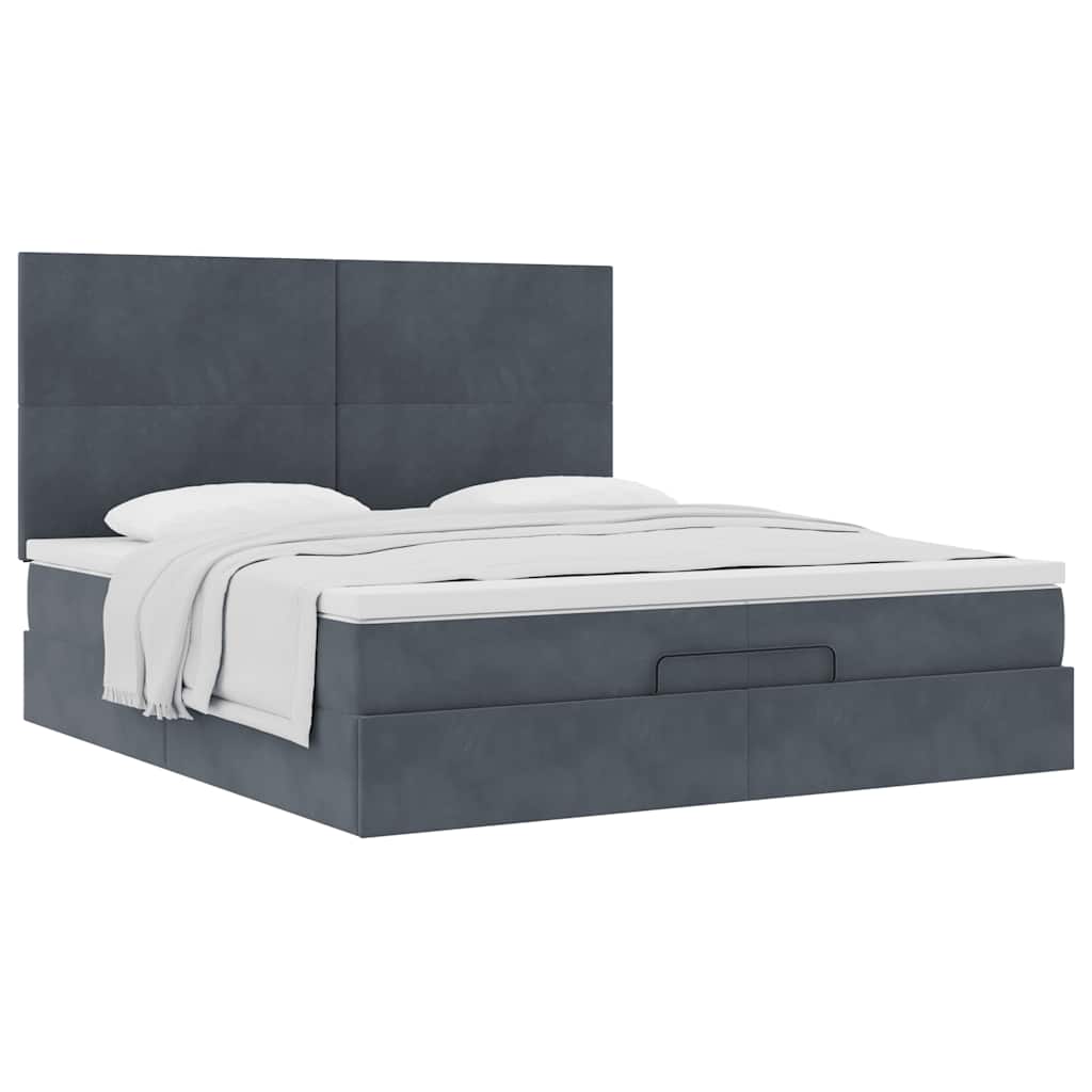Ottoman bed met matrassen 200x200cm fluweel donkergrijs is nu te koop bij PeponiXL, paradijselijk wonen!