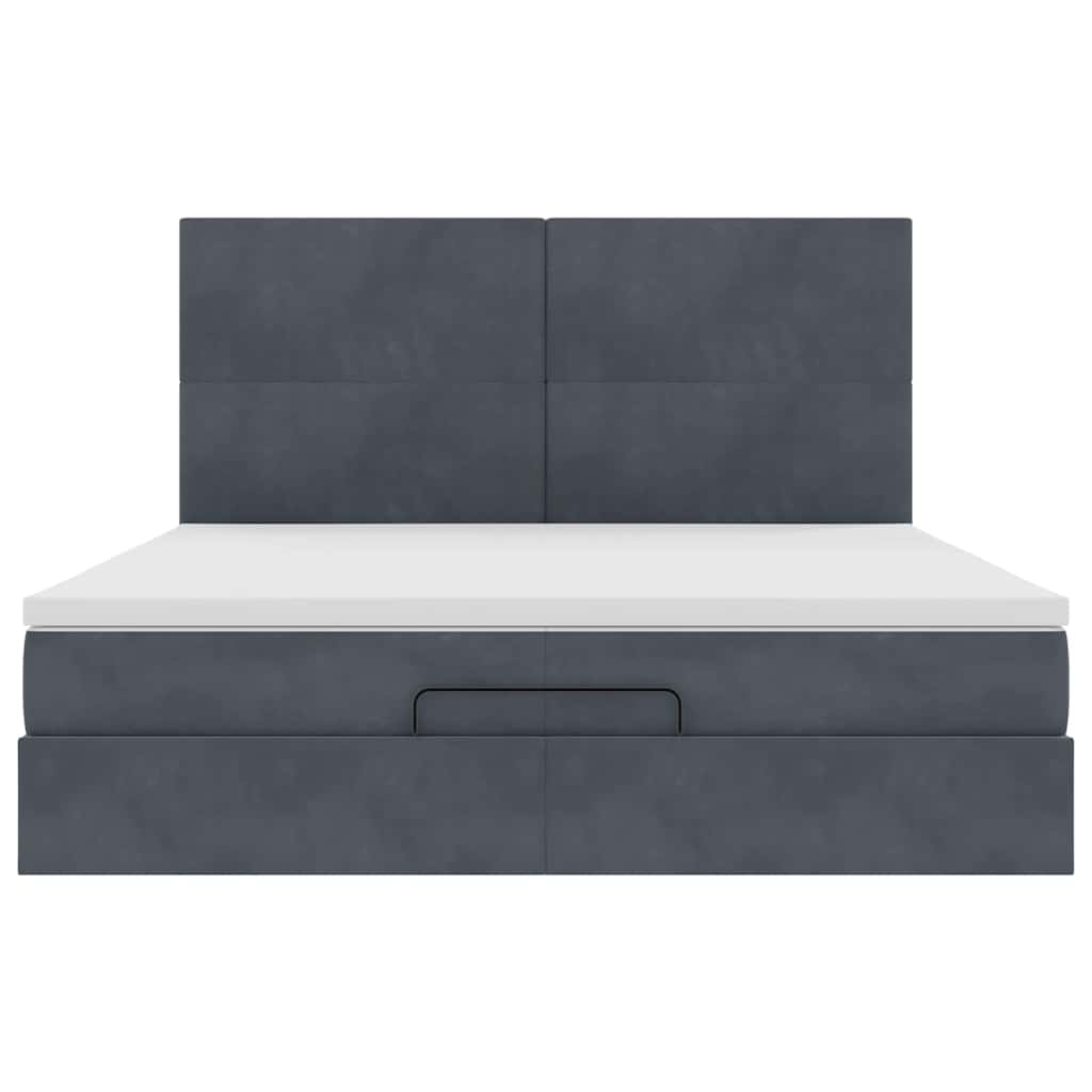 Ottoman bed met matrassen 200x200cm fluweel donkergrijs is nu te koop bij PeponiXL, paradijselijk wonen!