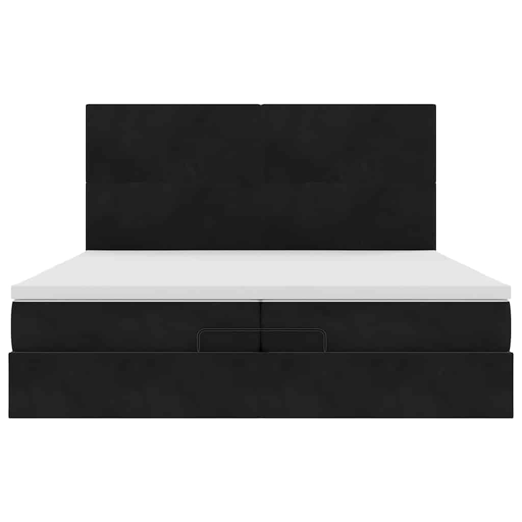 Ottoman bed met matrassen 200x200cm fluweel zwart is nu te koop bij PeponiXL, paradijselijk wonen!