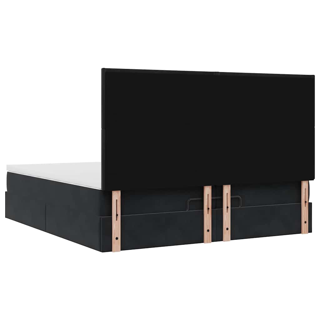 Ottoman bed met matrassen 200x200cm fluweel zwart is nu te koop bij PeponiXL, paradijselijk wonen!