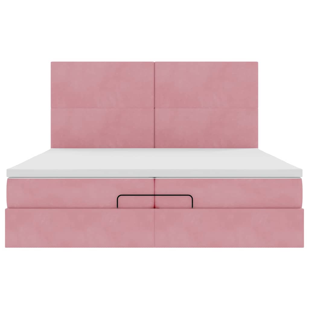 Ottoman bed met matrassen 200x200cm fluweel roze is nu te koop bij PeponiXL, paradijselijk wonen!