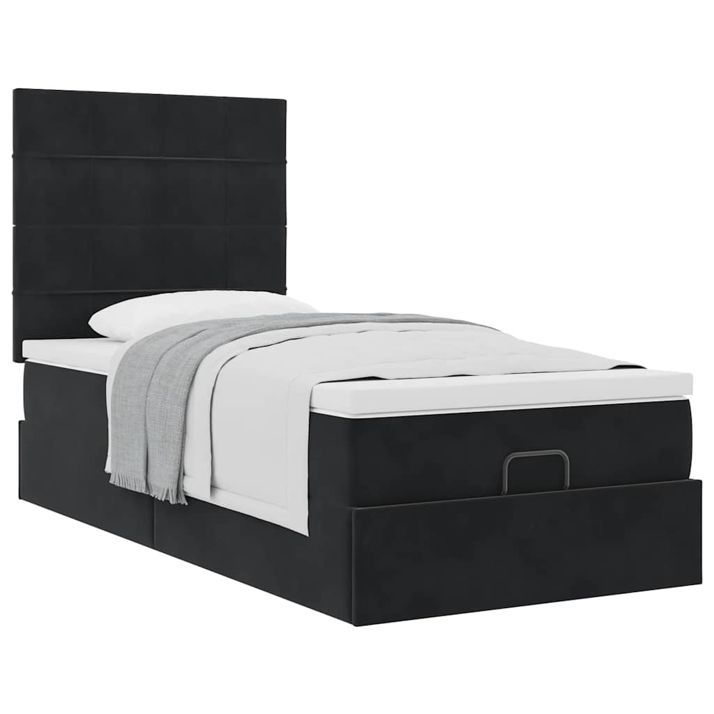 Ottoman bed met matrassen 80x200cm fluweel zwart is nu te koop bij PeponiXL, paradijselijk wonen!