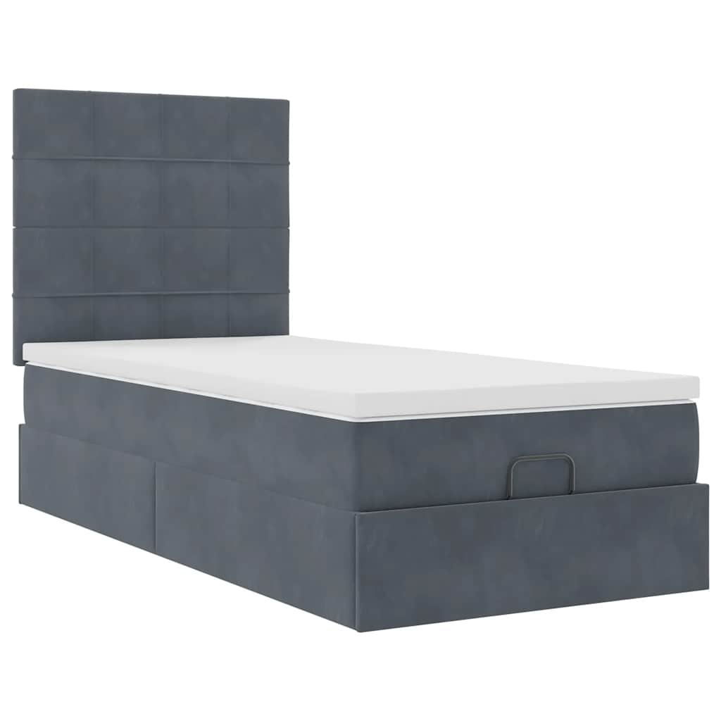 Ottoman bed met matrassen 90x190cm fluweel donkergrijs is nu te koop bij PeponiXL, paradijselijk wonen!