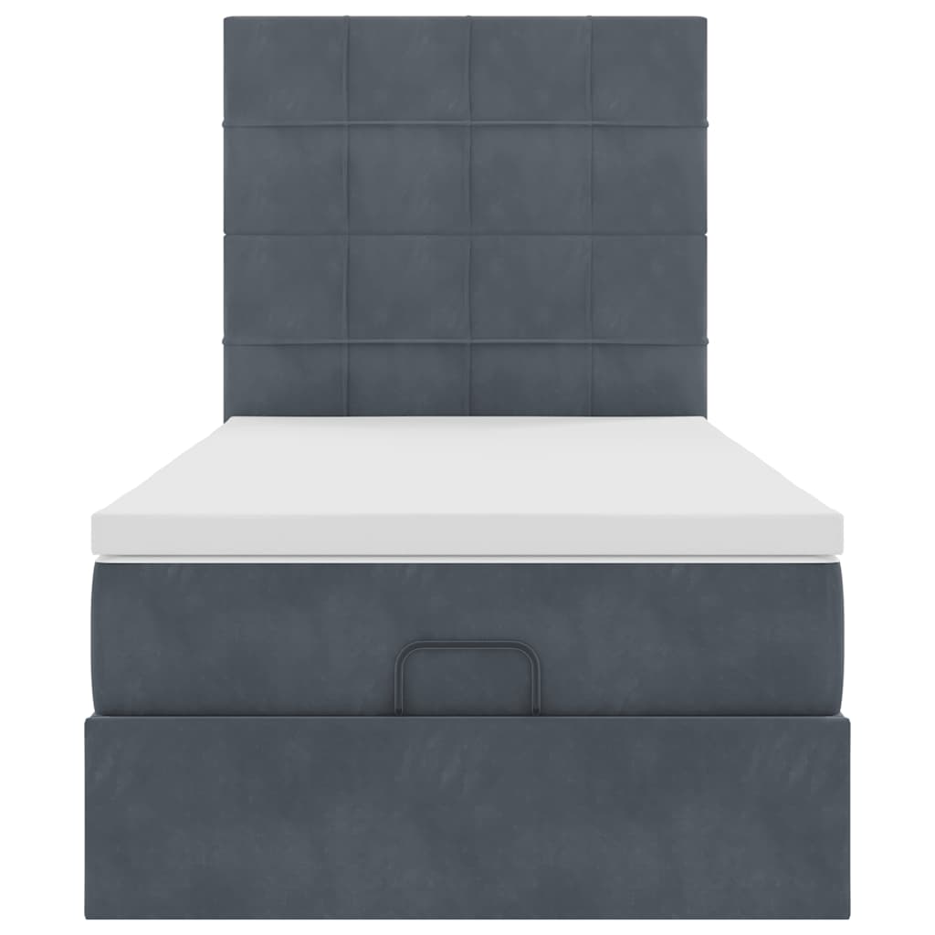 Ottoman bed met matrassen 90x190cm fluweel donkergrijs is nu te koop bij PeponiXL, paradijselijk wonen!