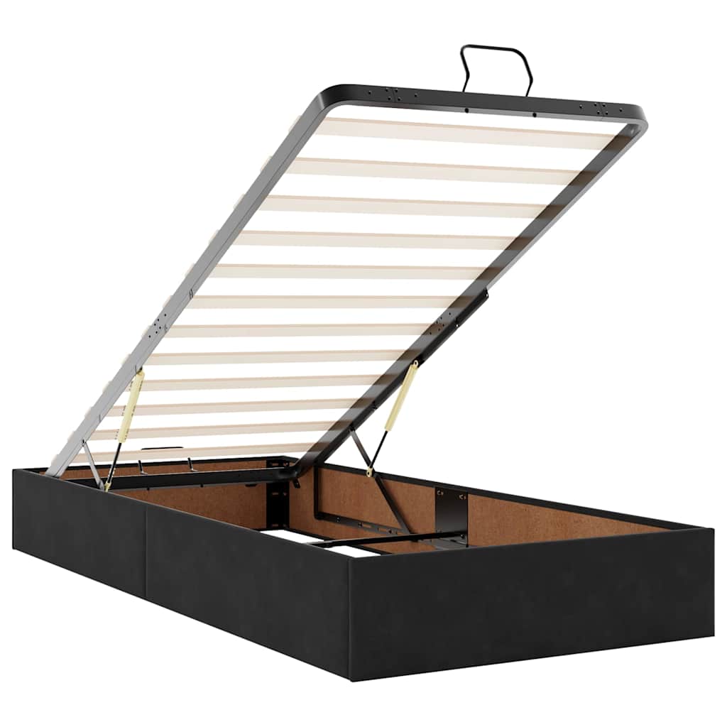 Ottoman bed met matrassen 90x190cm fluweel zwart is nu te koop bij PeponiXL, paradijselijk wonen!