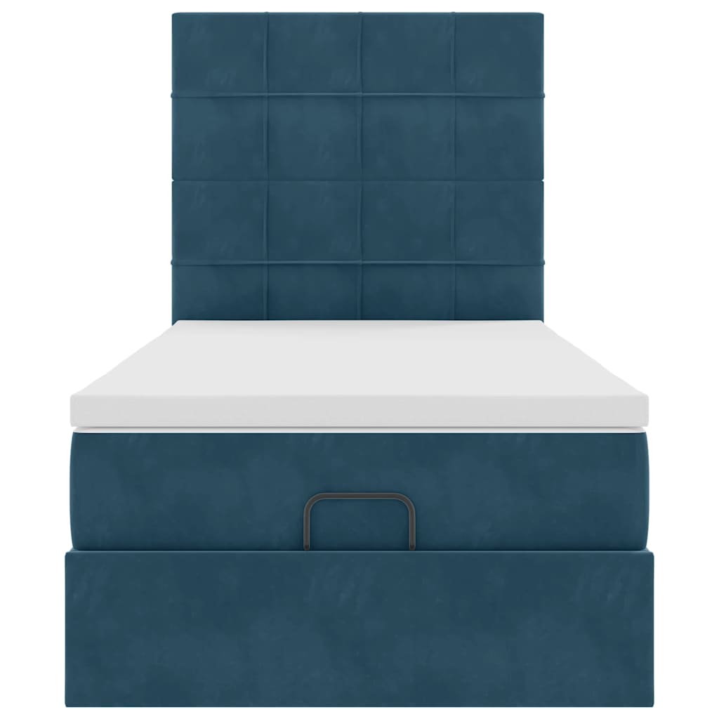 Ottoman bed met matrassen 90x190cm fluweel donkerblauw is nu te koop bij PeponiXL, paradijselijk wonen!