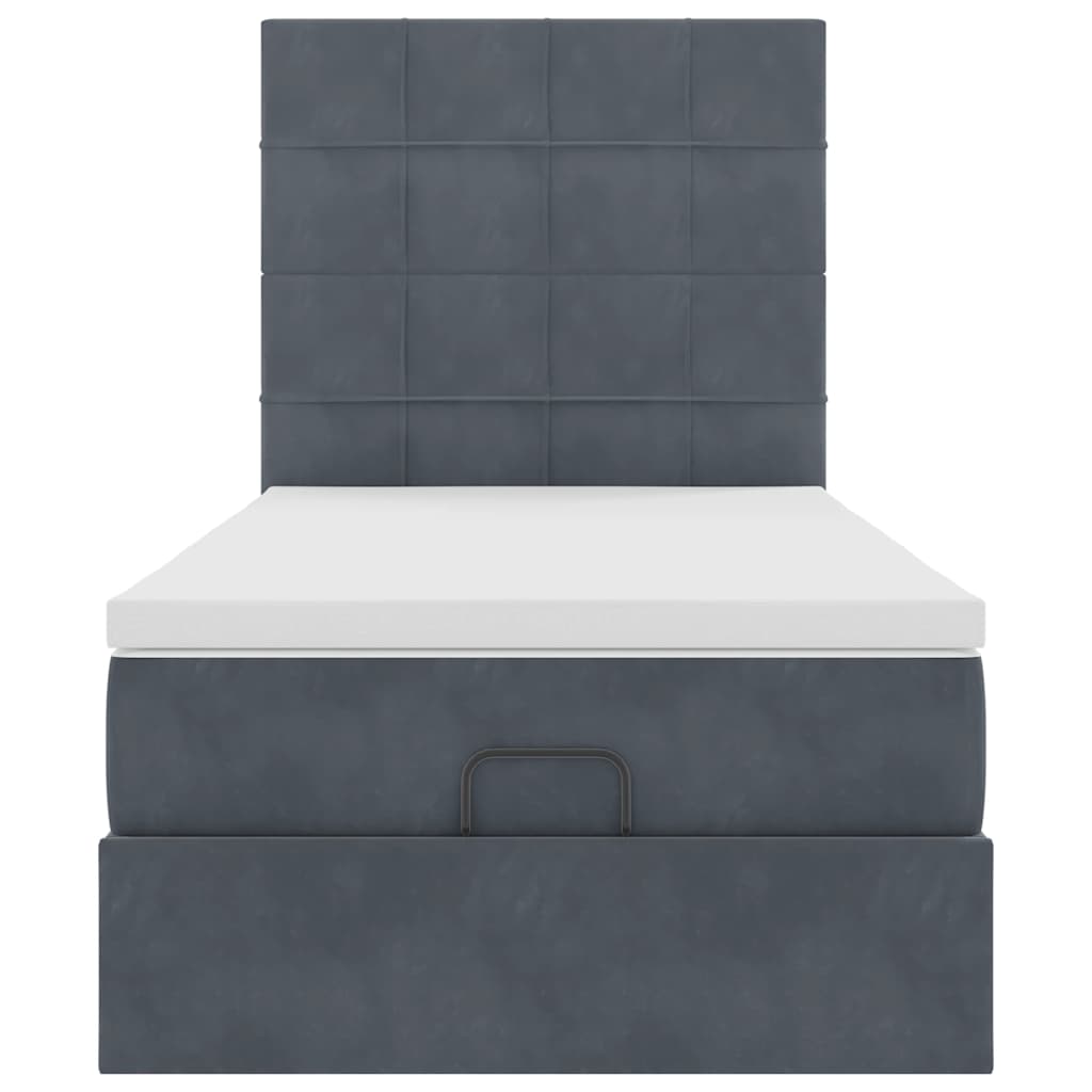 Ottoman bed met matrassen 90x200cm fluweel donkergrijs is nu te koop bij PeponiXL, paradijselijk wonen!
