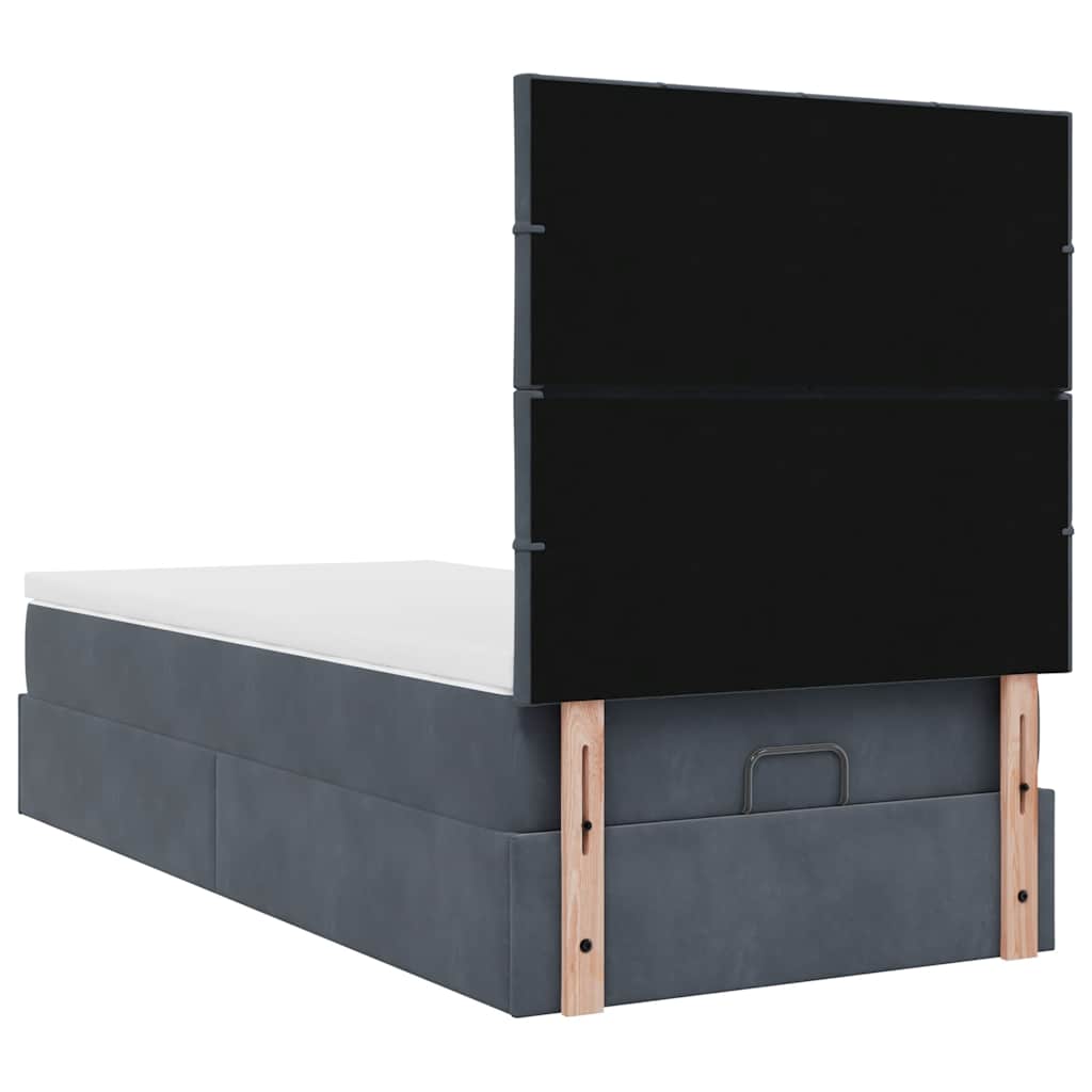 Ottoman bed met matrassen 90x200cm fluweel donkergrijs is nu te koop bij PeponiXL, paradijselijk wonen!