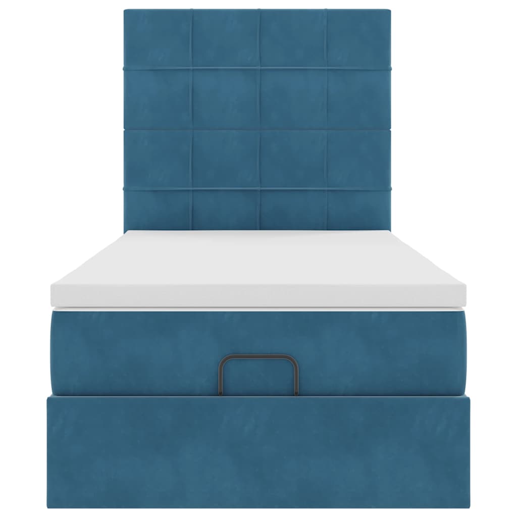 Ottoman bed met matrassen 90x200cm fluweel donkerblauw is nu te koop bij PeponiXL, paradijselijk wonen!