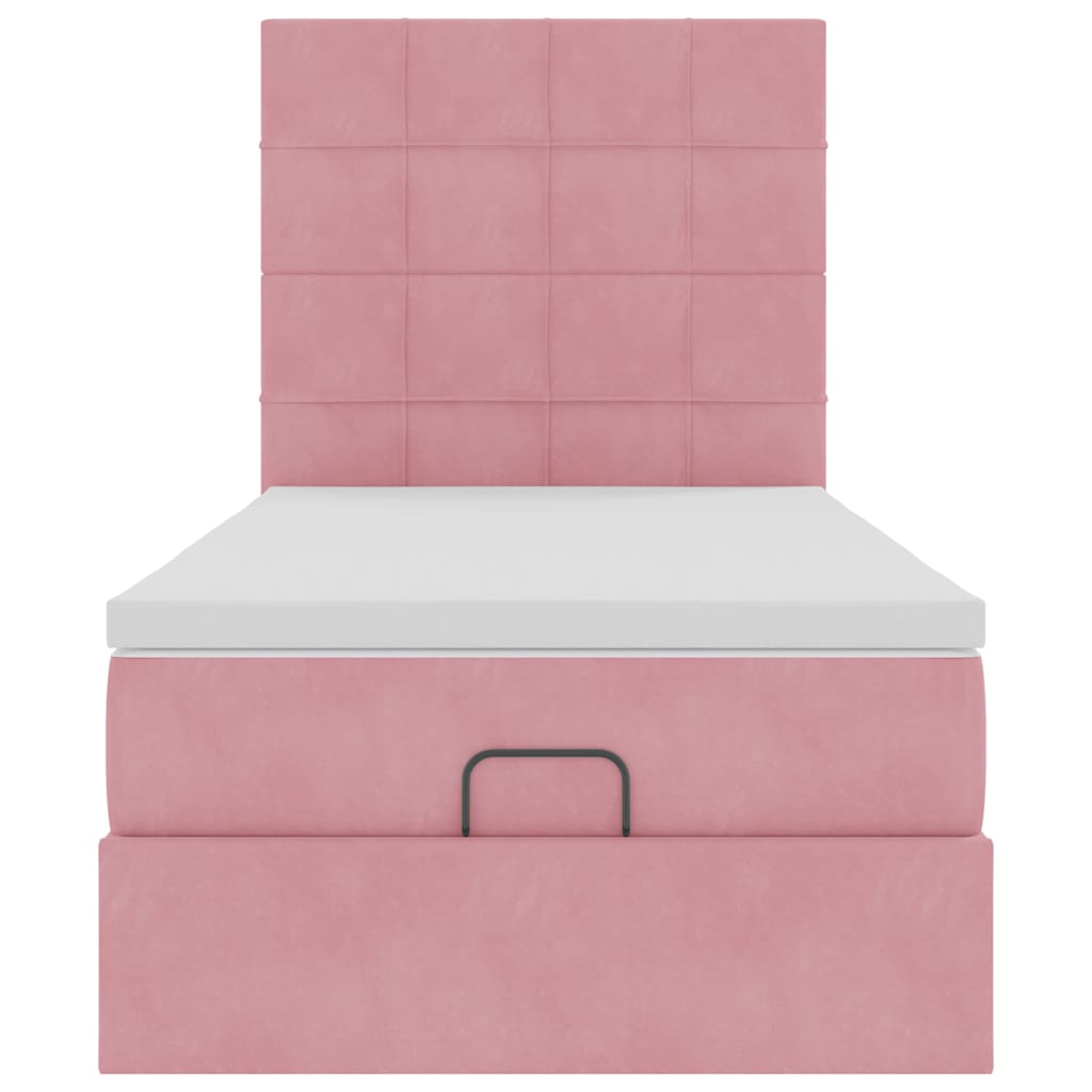 Ottoman bed met matrassen 90x200cm fluweel roze is nu te koop bij PeponiXL, paradijselijk wonen!