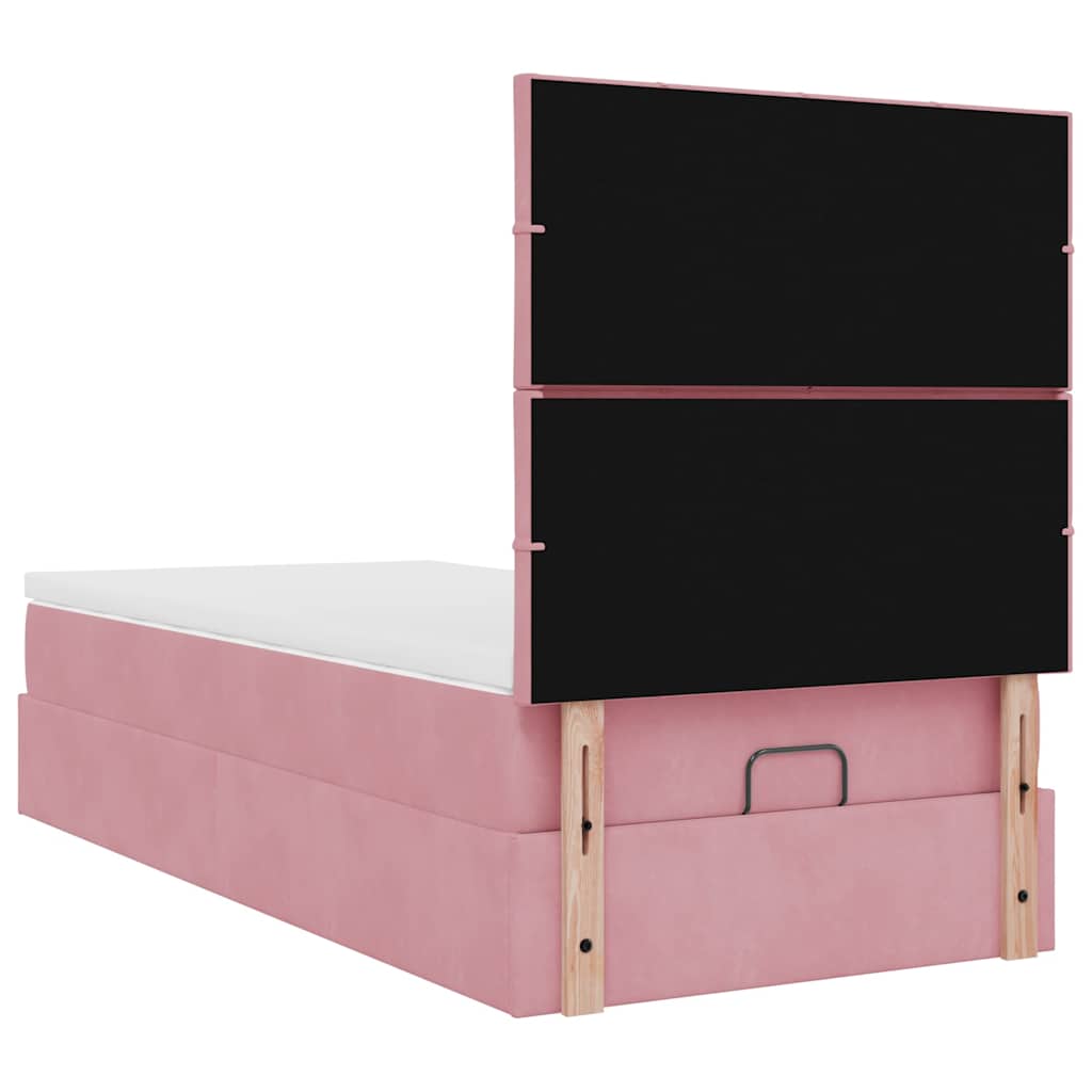 Ottoman bed met matrassen 90x200cm fluweel roze is nu te koop bij PeponiXL, paradijselijk wonen!