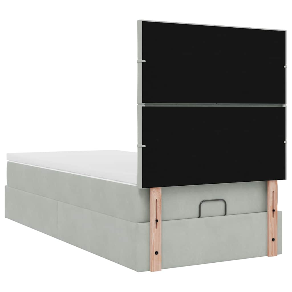 Ottoman bed met matrassen 100x200cm fluweel lichtgrijs is nu te koop bij PeponiXL, paradijselijk wonen!