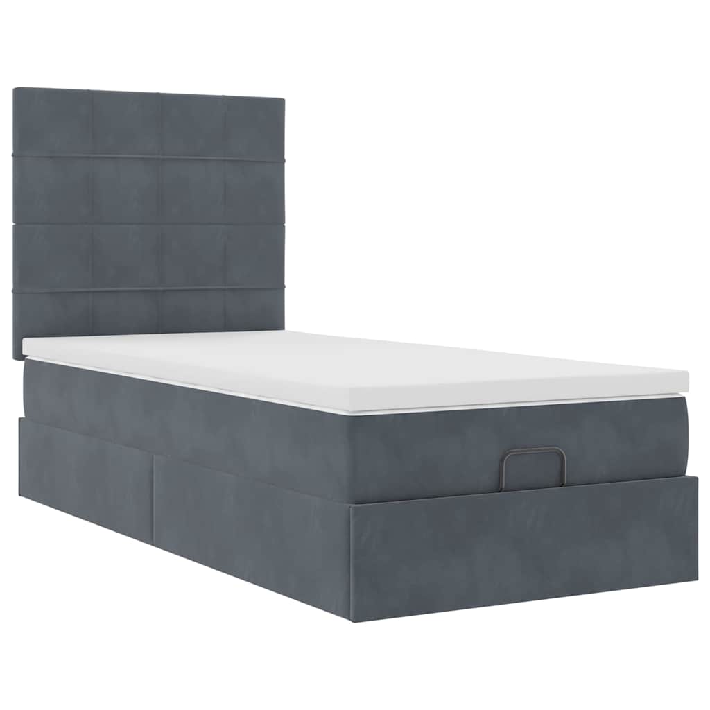 Ottoman bed met matrassen 100x200cm fluweel donkergrijs is nu te koop bij PeponiXL, paradijselijk wonen!