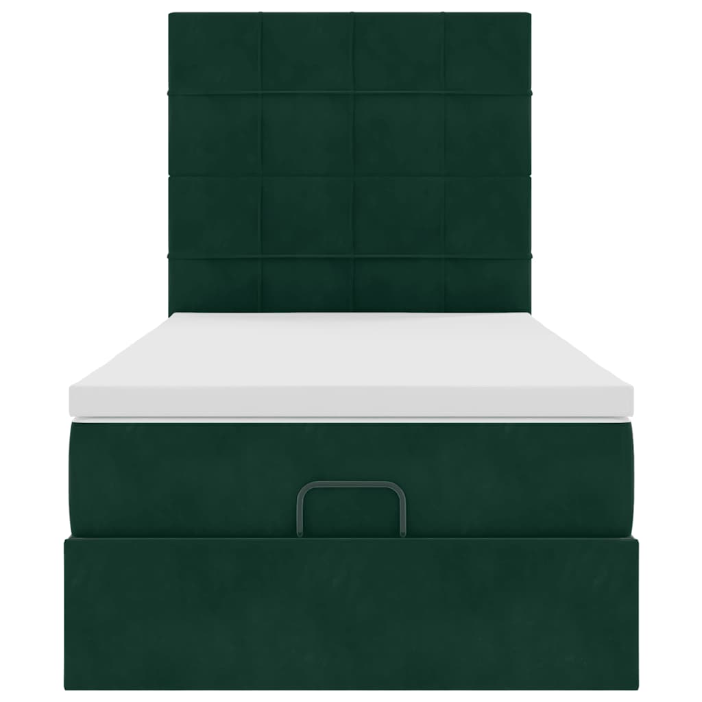 Ottoman bed met matrassen 100x200cm fluweel donkergroen is nu te koop bij PeponiXL, paradijselijk wonen!