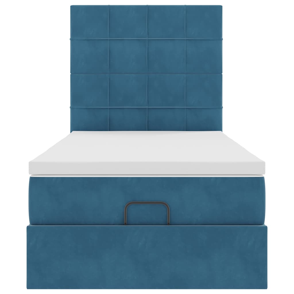 Ottoman bed met matrassen 100x200cm fluweel donkerblauw is nu te koop bij PeponiXL, paradijselijk wonen!