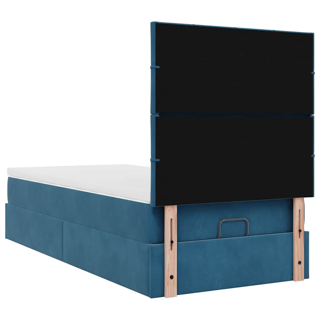 Ottoman bed met matrassen 100x200cm fluweel donkerblauw is nu te koop bij PeponiXL, paradijselijk wonen!