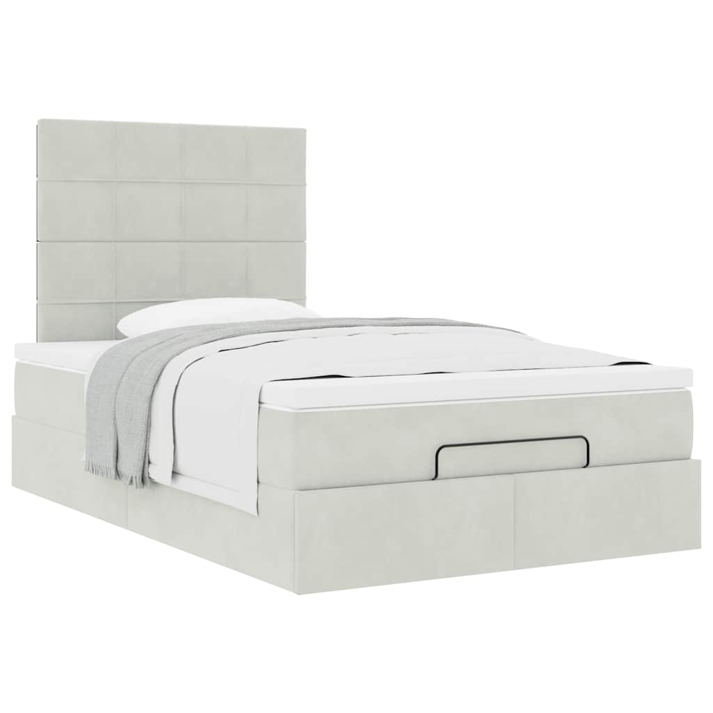 Ottoman bed met matrassen 120x190cm fluweel lichtgrijs is nu te koop bij PeponiXL, paradijselijk wonen!