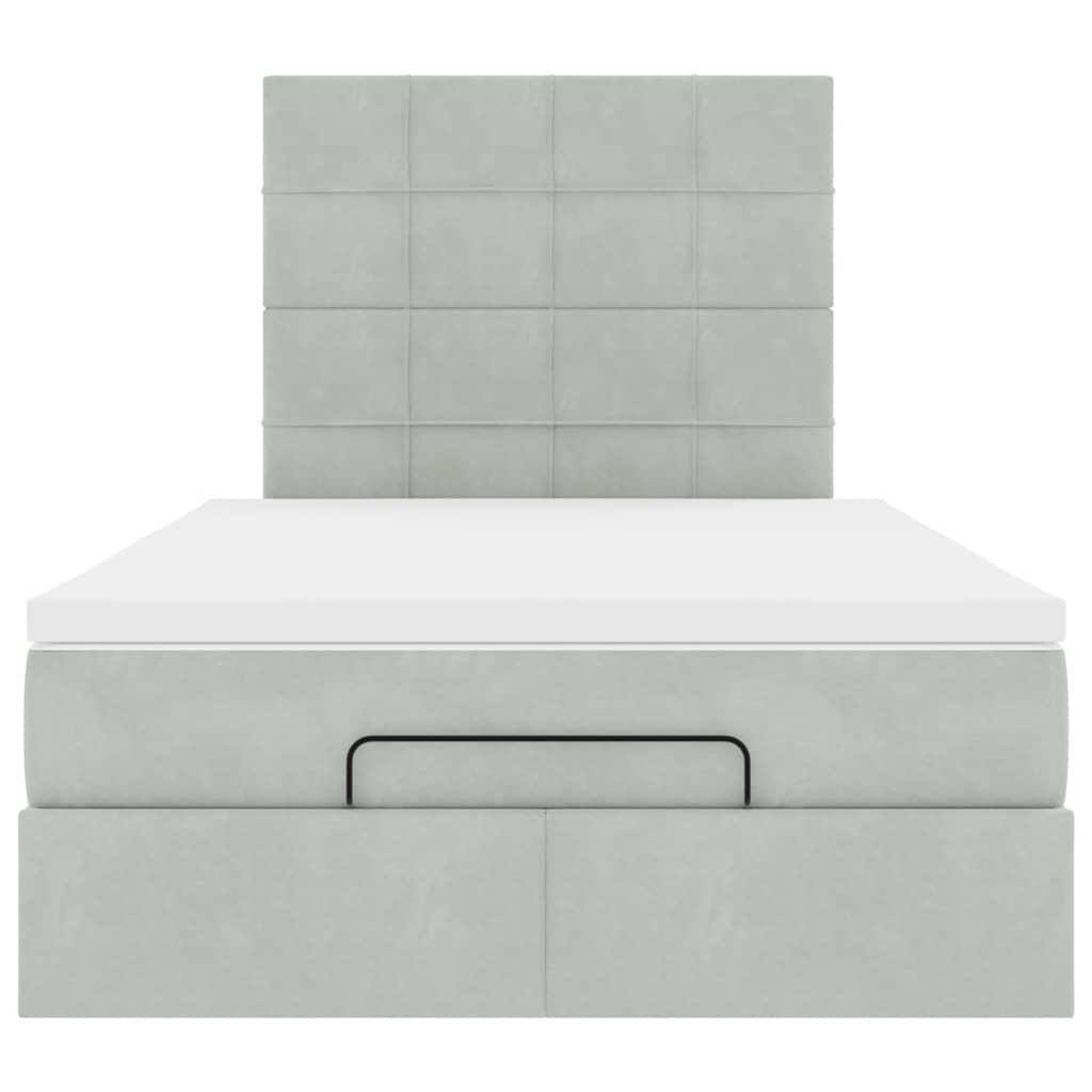 Ottoman bed met matrassen 120x190cm fluweel lichtgrijs is nu te koop bij PeponiXL, paradijselijk wonen!