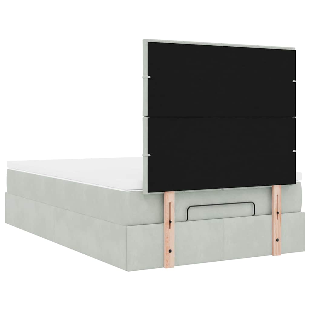Ottoman bed met matrassen 120x190cm fluweel lichtgrijs is nu te koop bij PeponiXL, paradijselijk wonen!