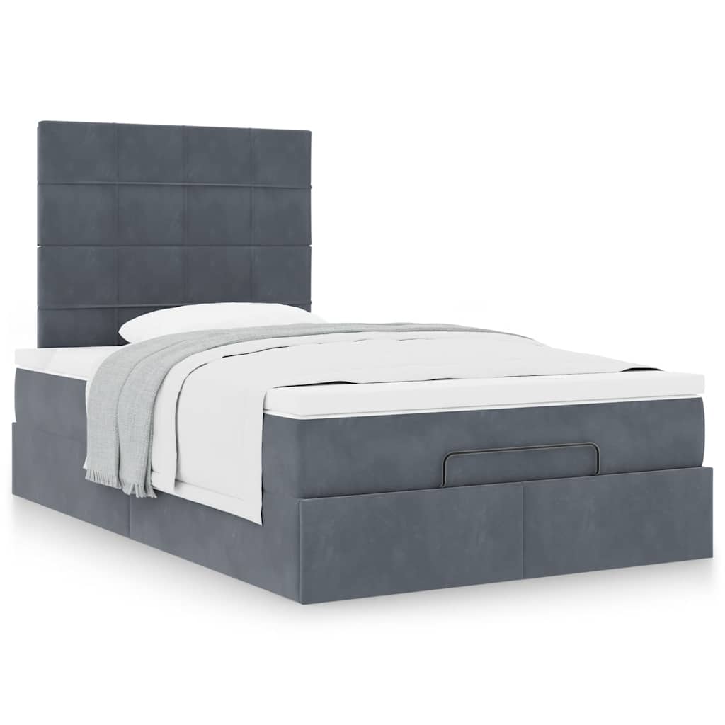 Ottoman bed met matrassen 120x190cm fluweel donkergrijs is nu te koop bij PeponiXL, paradijselijk wonen!