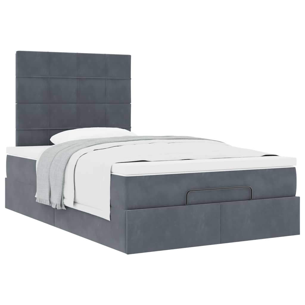 Ottoman bed met matrassen 120x190cm fluweel donkergrijs is nu te koop bij PeponiXL, paradijselijk wonen!