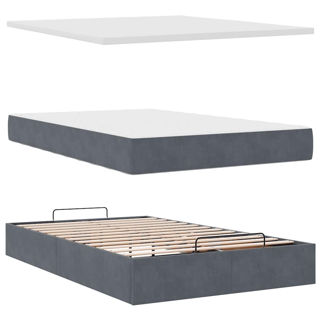 Ottoman bed met matrassen 120x190cm fluweel donkergrijs is nu te koop bij PeponiXL, paradijselijk wonen!