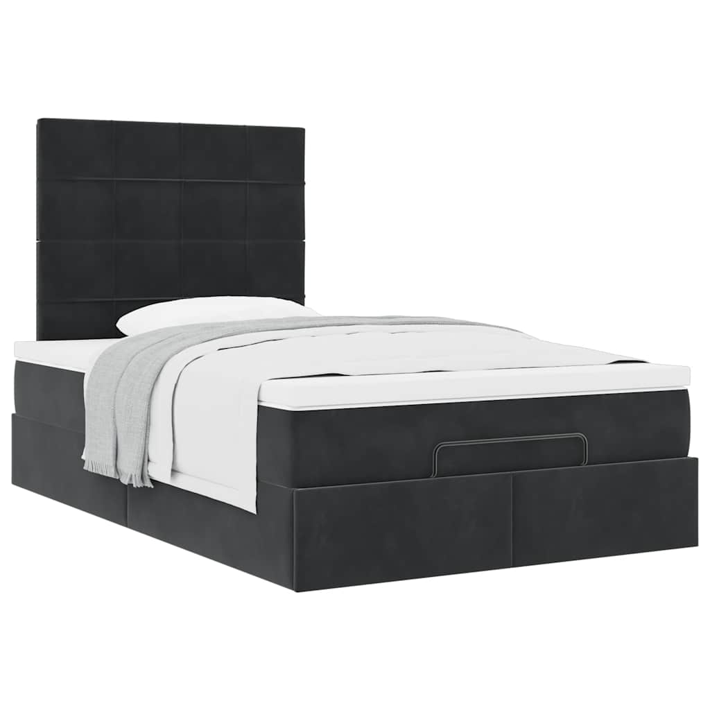 Ottoman bed met matrassen 120x190cm fluweel zwart is nu te koop bij PeponiXL, paradijselijk wonen!