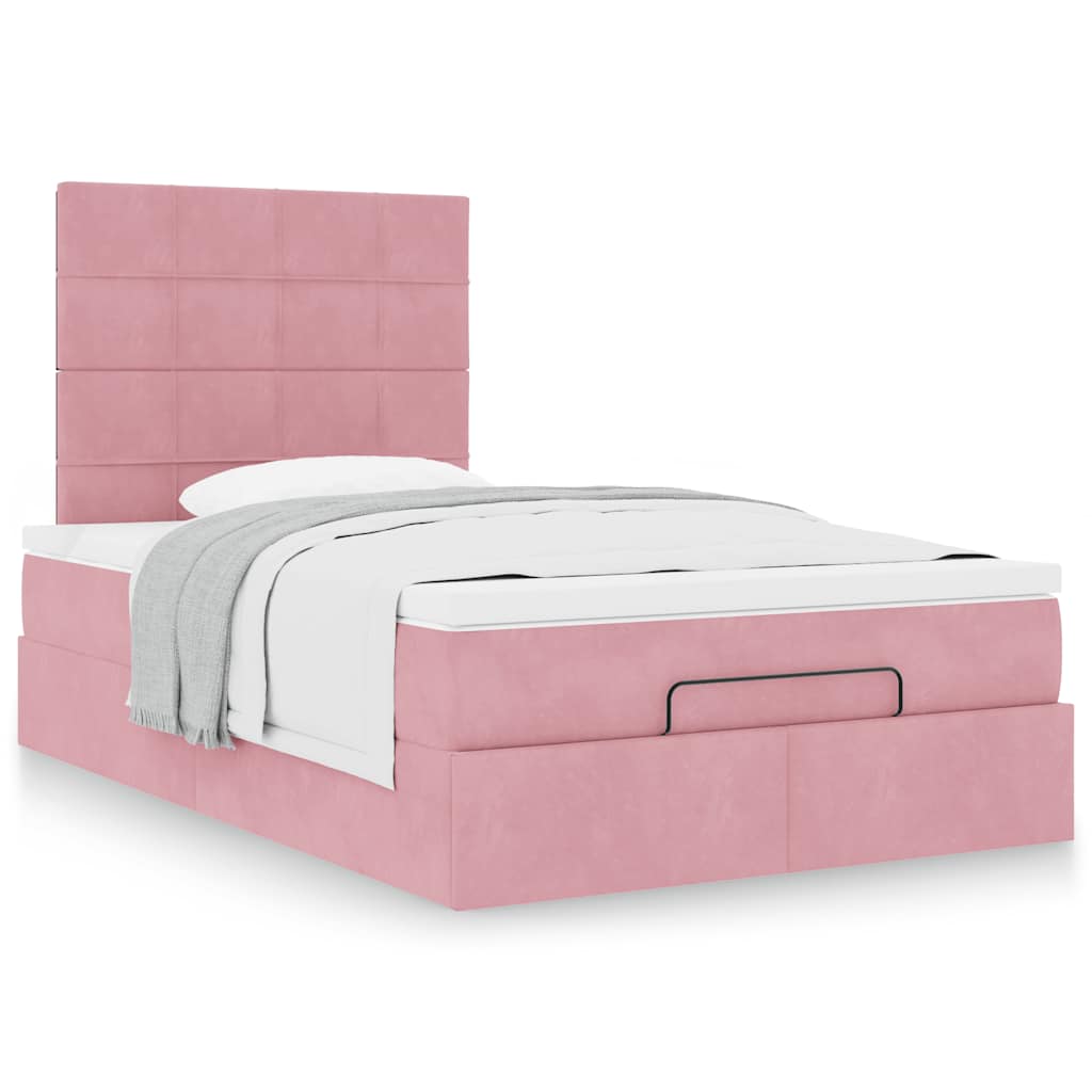 Ottoman bed met matrassen 120x190cm fluweel roze is nu te koop bij PeponiXL, paradijselijk wonen!