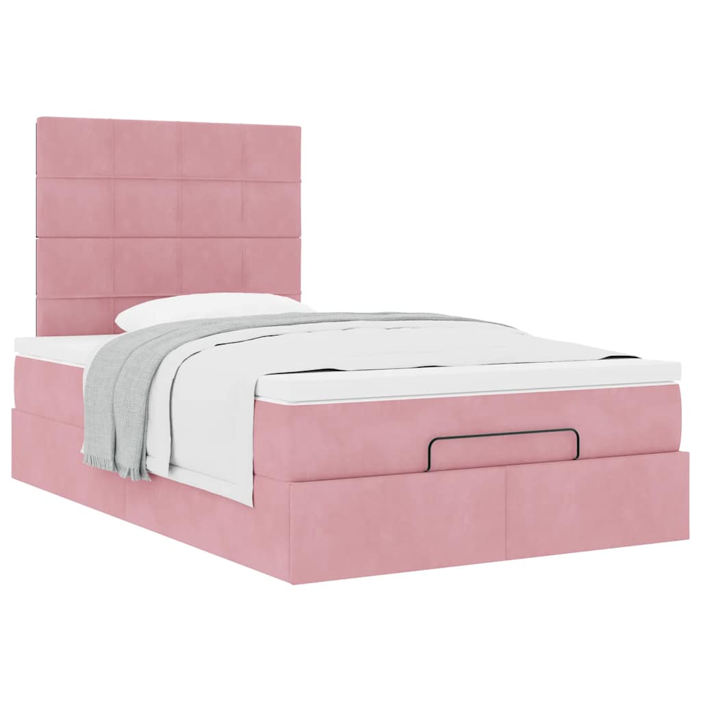 Ottoman bed met matrassen 120x190cm fluweel roze is nu te koop bij PeponiXL, paradijselijk wonen!