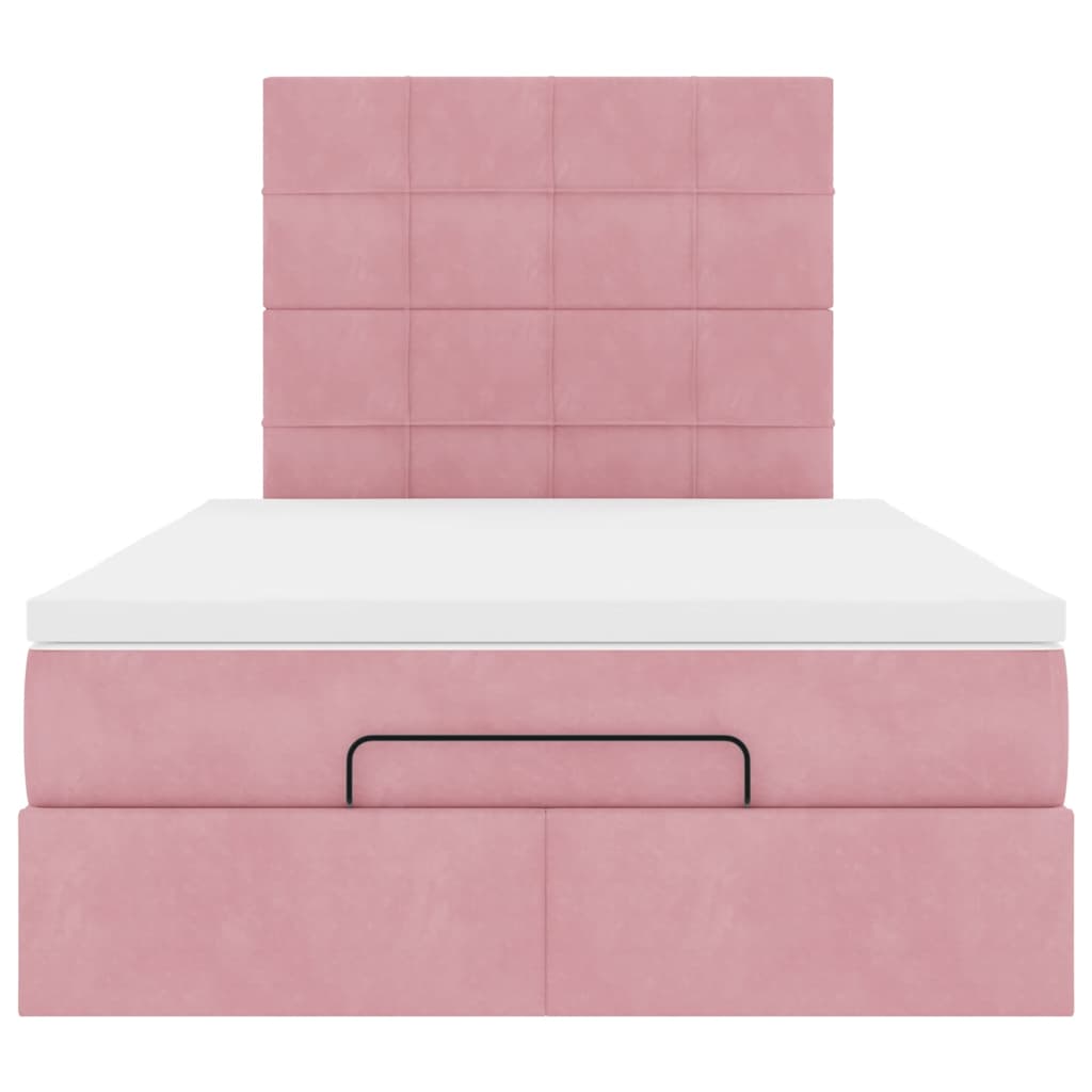 Ottoman bed met matrassen 120x190cm fluweel roze is nu te koop bij PeponiXL, paradijselijk wonen!