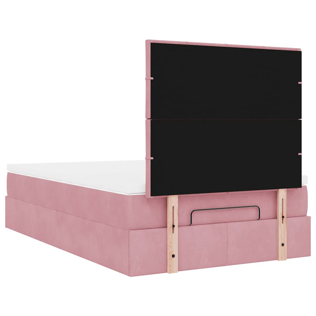 Ottoman bed met matrassen 120x190cm fluweel roze is nu te koop bij PeponiXL, paradijselijk wonen!
