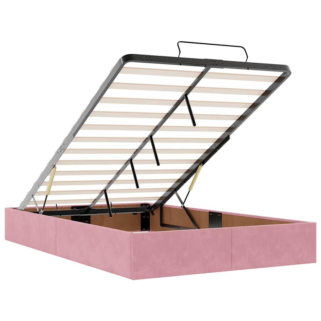 Ottoman bed met matrassen 120x190cm fluweel roze is nu te koop bij PeponiXL, paradijselijk wonen!