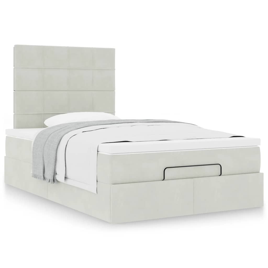 Ottoman bed met matrassen 120x200cm fluweel lichtgrijs is nu te koop bij PeponiXL, paradijselijk wonen!