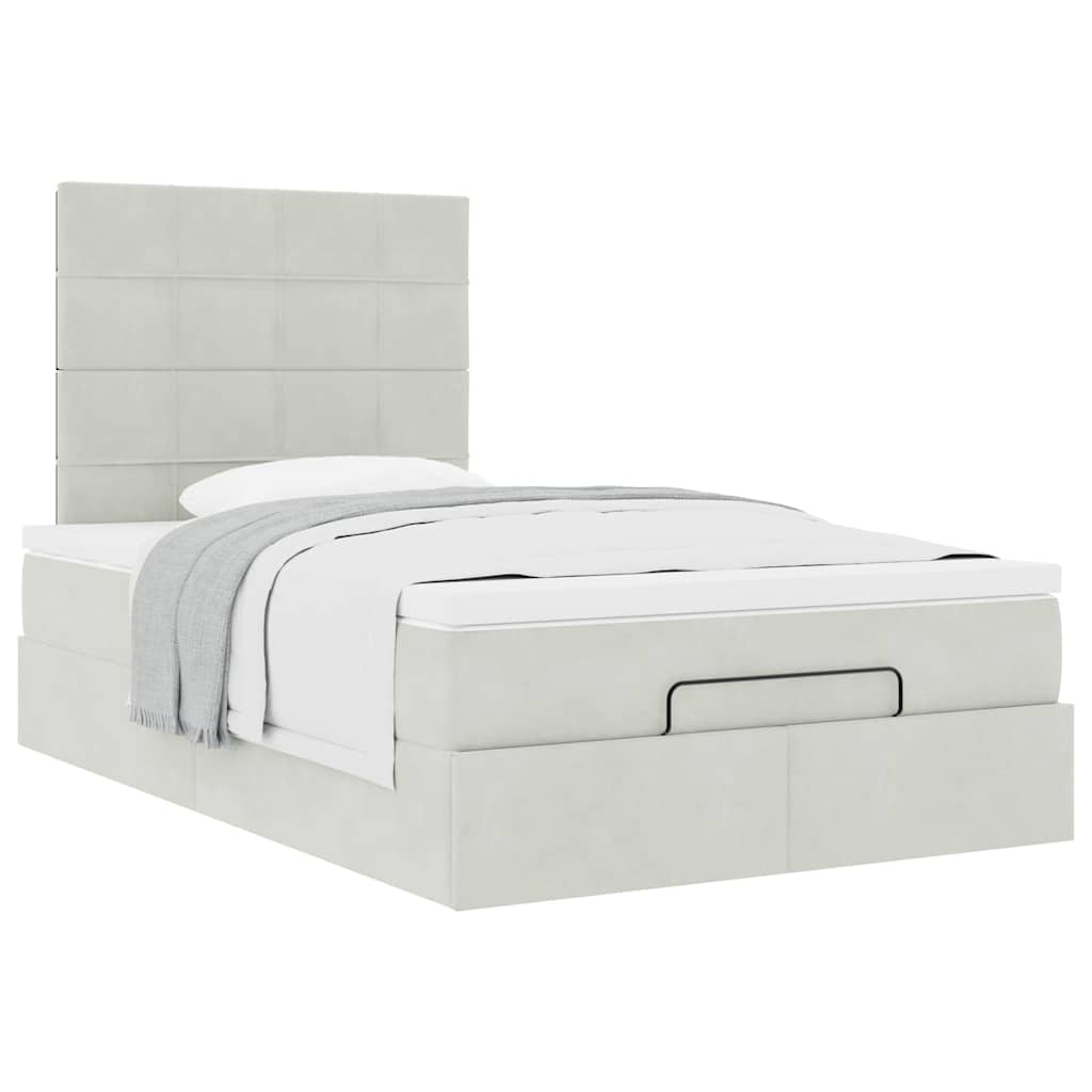 Ottoman bed met matrassen 120x200cm fluweel lichtgrijs is nu te koop bij PeponiXL, paradijselijk wonen!