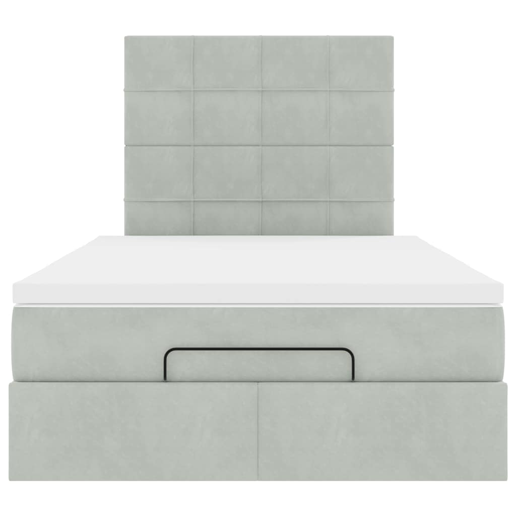 Ottoman bed met matrassen 120x200cm fluweel lichtgrijs is nu te koop bij PeponiXL, paradijselijk wonen!