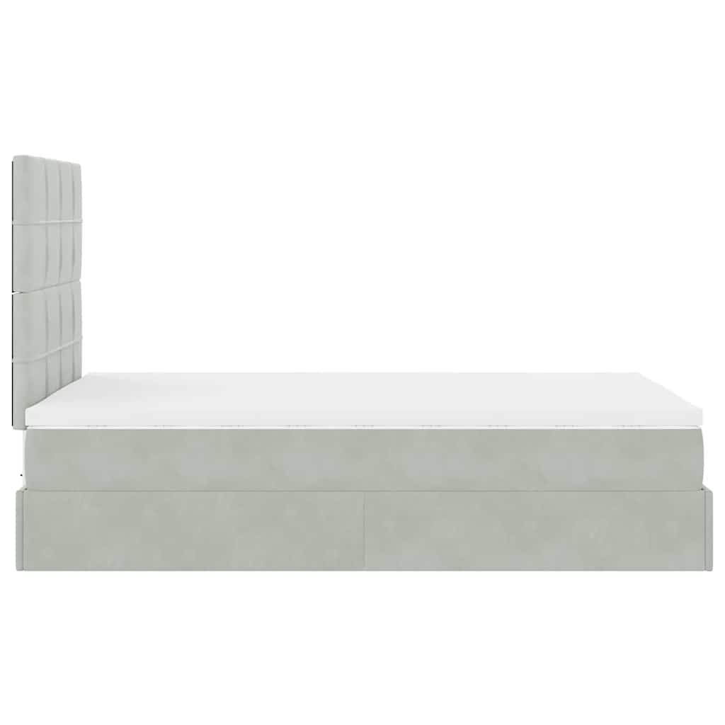 Ottoman bed met matrassen 120x200cm fluweel lichtgrijs is nu te koop bij PeponiXL, paradijselijk wonen!