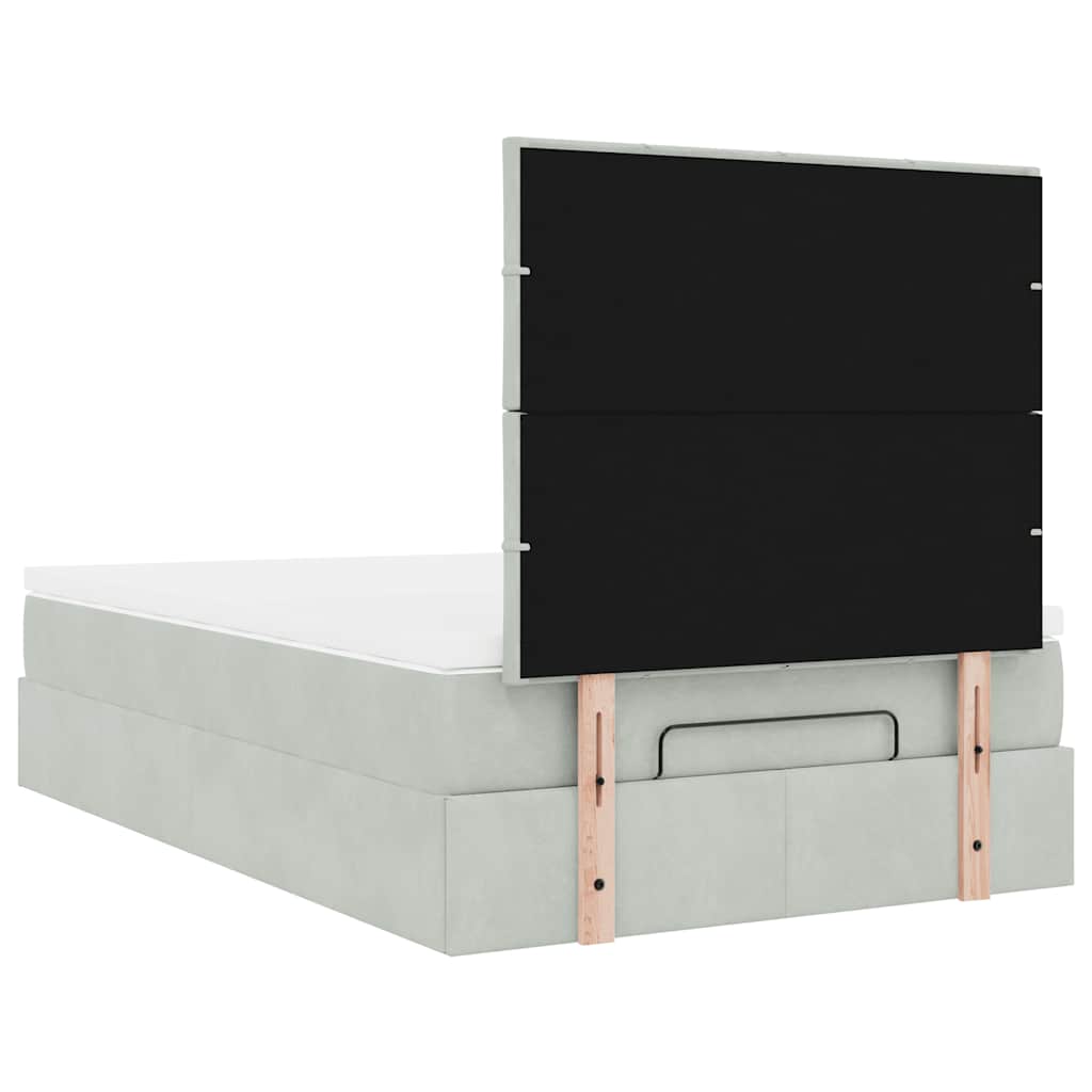 Ottoman bed met matrassen 120x200cm fluweel lichtgrijs is nu te koop bij PeponiXL, paradijselijk wonen!